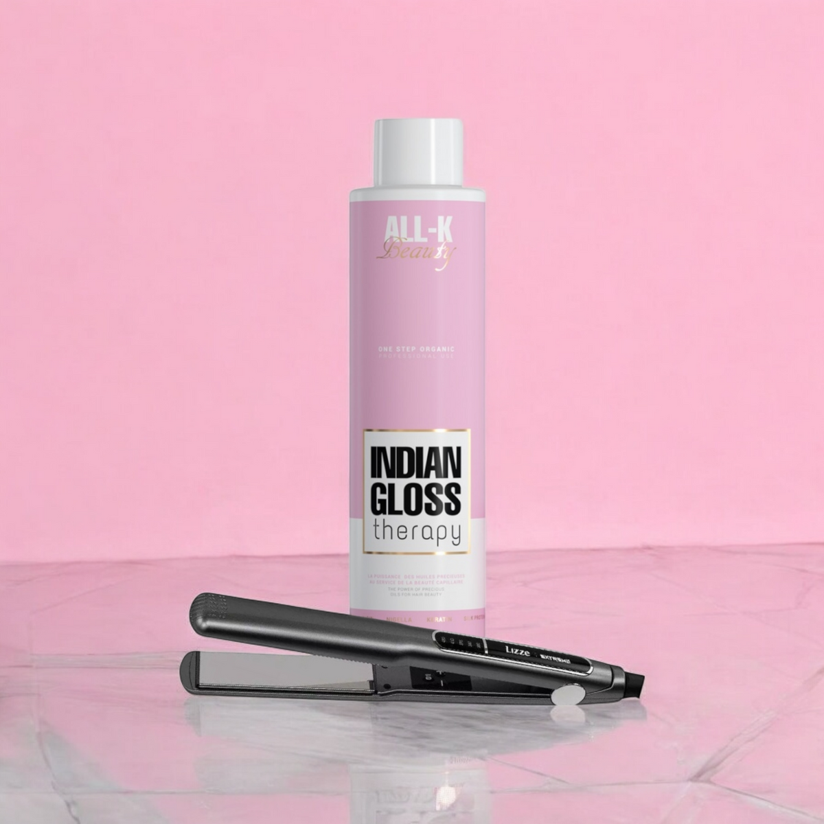 Offre spéciale DUO indian Gloss Therapy lissage + Fer à lisser Lizze - All-k Beauty ( lot )