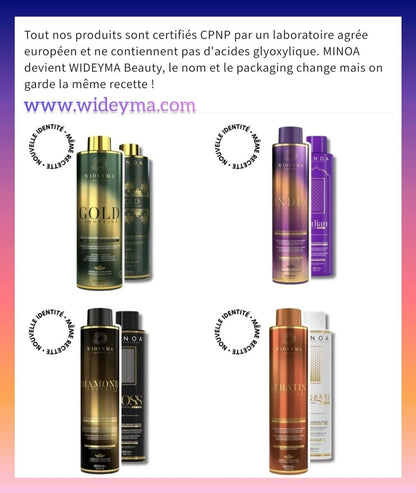 Pack pro Lissage Wideyma Keratin + lizze fer a lisser ( lot) ex minoa collagen