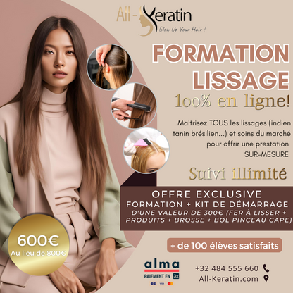 OFFRE Formation EXPERT lissage complète en ligne + pack de démarrage