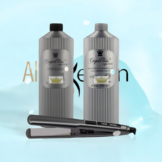 Pack pro Capil'liss GOLD Système - kaphairliss GOLD - Lissage Brésilien + Fer à lisser lizze extrême  ( Lot )